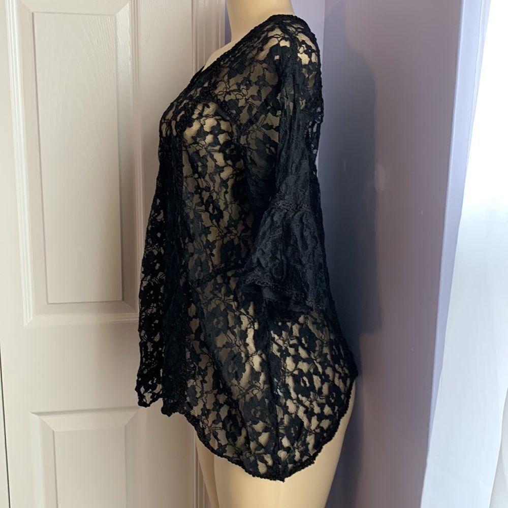 Designer Lace Swimwear Cover Up Tunic Top one size black - Picture 5 of 9